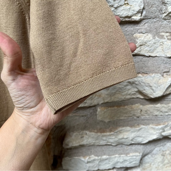 Philippe Adec Women's V-Neck Sweater in Camel Brown - Picture 7 of 8